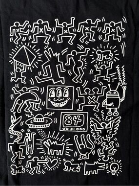 Uniqlo Keith Haring NWT Black Short Sleeve T-Shirt with White Embroidered Baby